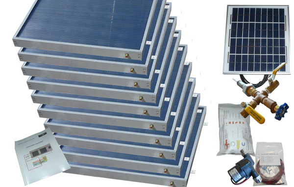 10 Panel, DOUBLE-Row, Hybrid Solar Water Heater Kit by Heliatos Solar ...  Trackable Home Delivery to Cuba Included.