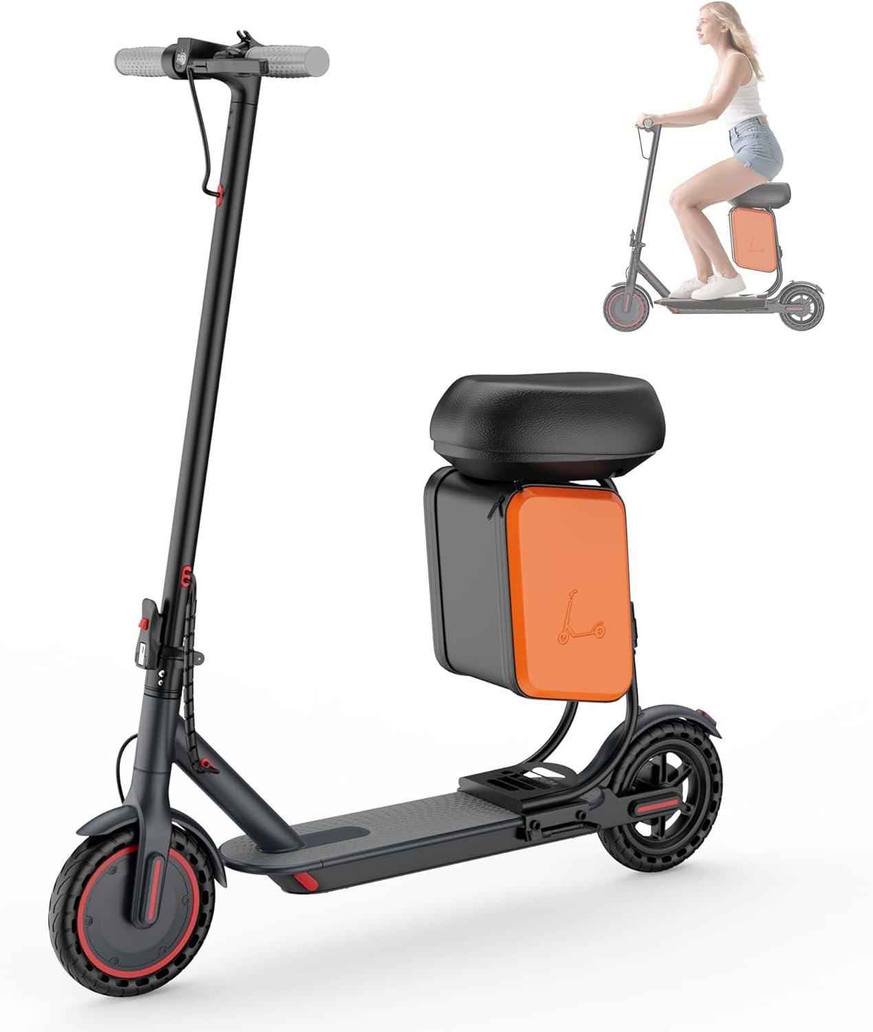 350-Watt, BLACK-ORANGE Electric Scooter for Adults-Teens, 19 Mile Range, 19 MPH by QLAWAY ... Trackable Cuba Home Delivery Included.
