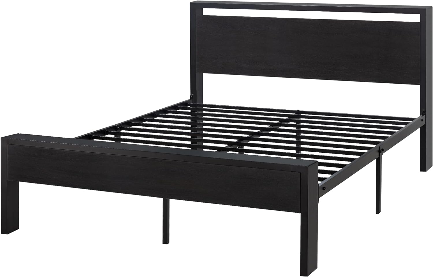 BLACK OAK 14 Inch QUEEN SIZE Metal Platform Bed Frame with Wooden Headboard and Footboard ...... Trackable Cuba Home Delivery Included