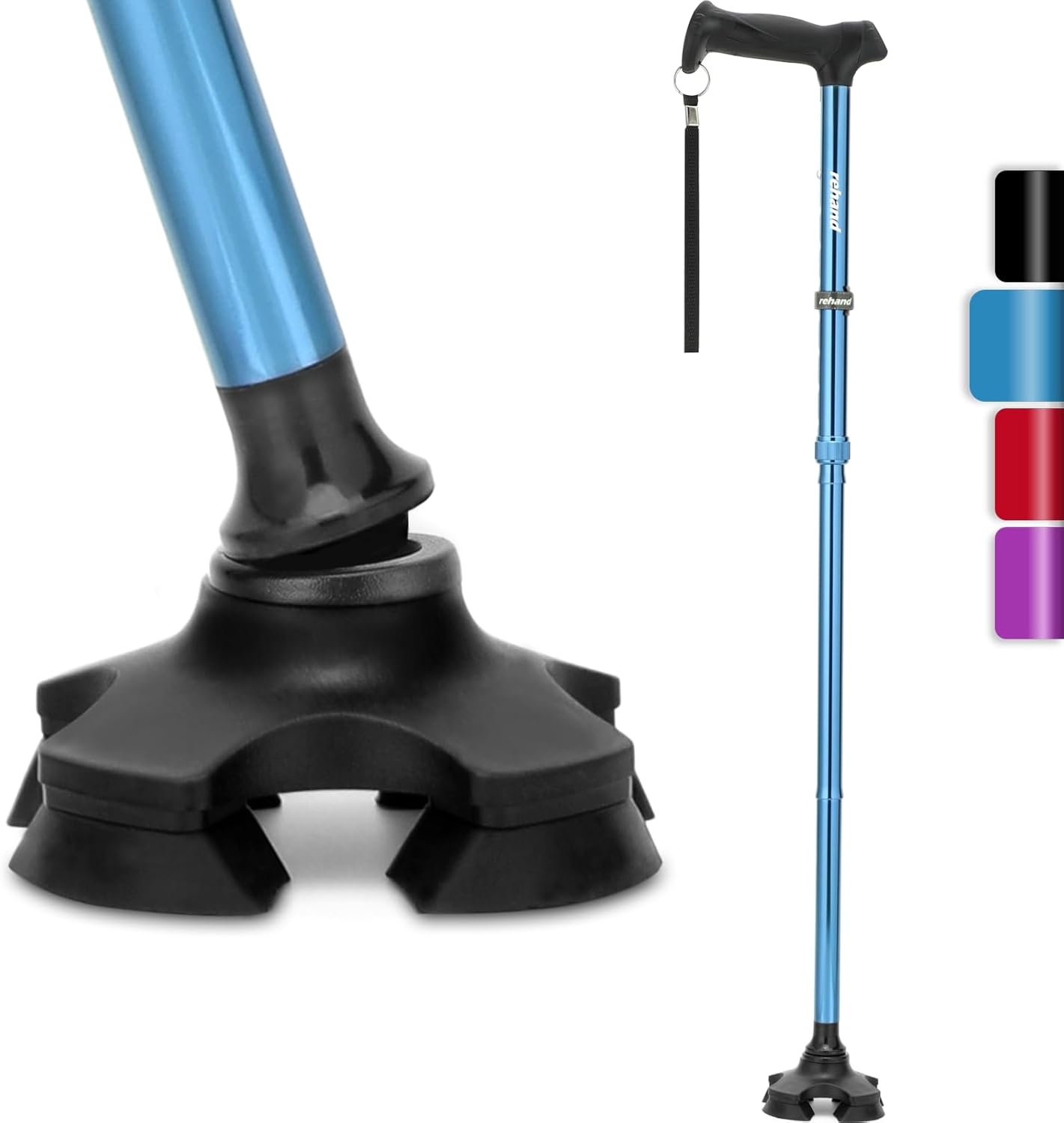 BLUE - Pivot Walking Cane - Foldable, Adjustable, Lightweight, Self Standing, Soft Handle Grip, Travel Bag ... Trackable Cuba Home Delivery Included.