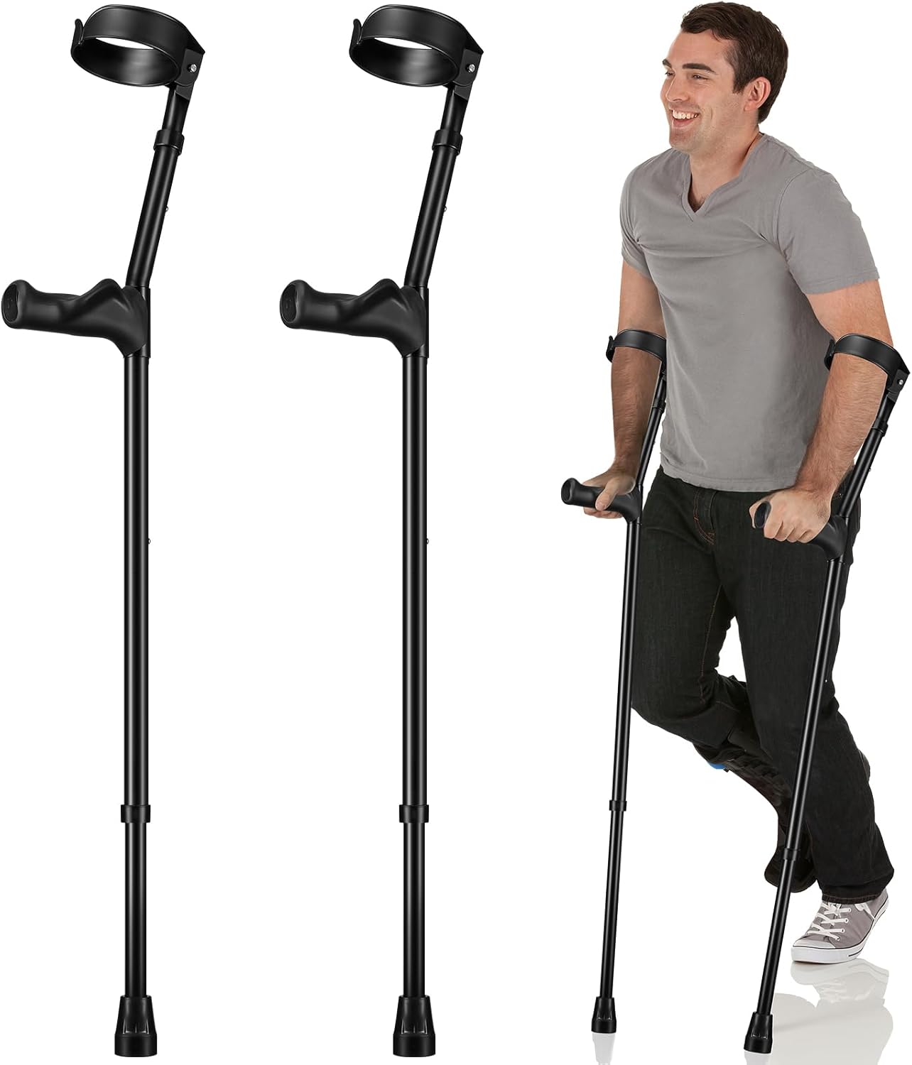 Geiserailie 2 Pcs Forearm Crutches, Adjustable Elbow, Metal Spine, Lightweight ... Trackable Cuba Delivery Included.