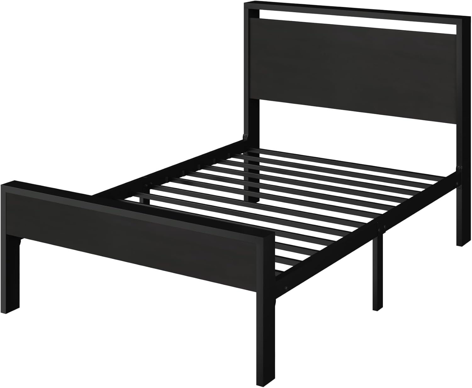 BLACK OAK 14 Inch TWIN SIZE Metal Platform Bed Frame with Wooden Headboard and Footboard ...... Trackable Cuba Home Delivery Included