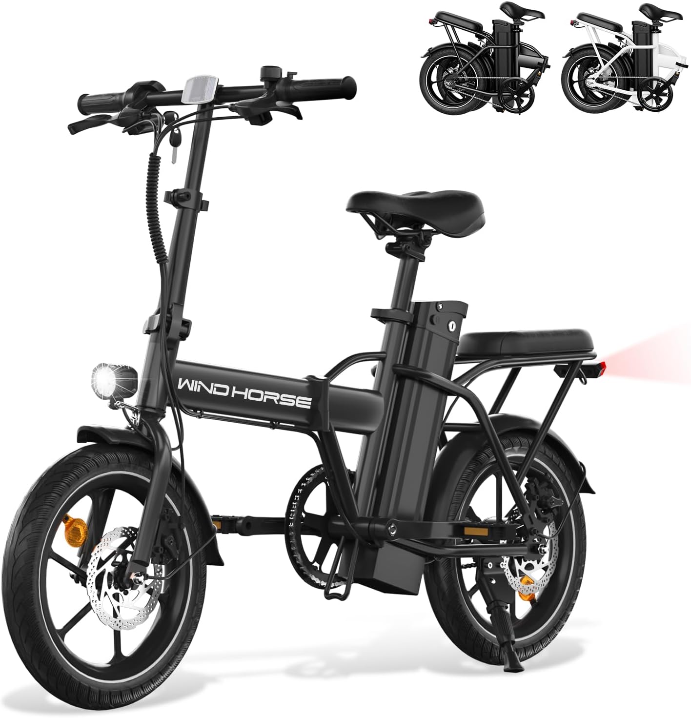350-Watt BLACK Sehomy 2-Seat Electric Folding Bike, 35 Mile Range, 25 MPH, 16" Tires. Removable Battery ... Trackable Cuba Home Delivery Included.