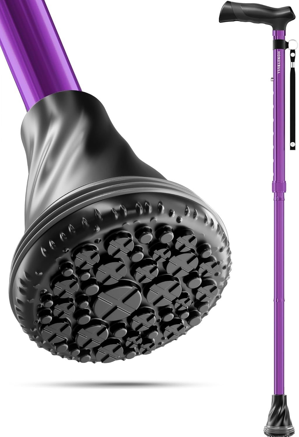PURPLE - Walking Cane for Men & Women - Foldable, Adjustable, Bumper Base Tip, Heavy Duty, HONEYBULL ... Trackable Cuba Home Delivery Included.