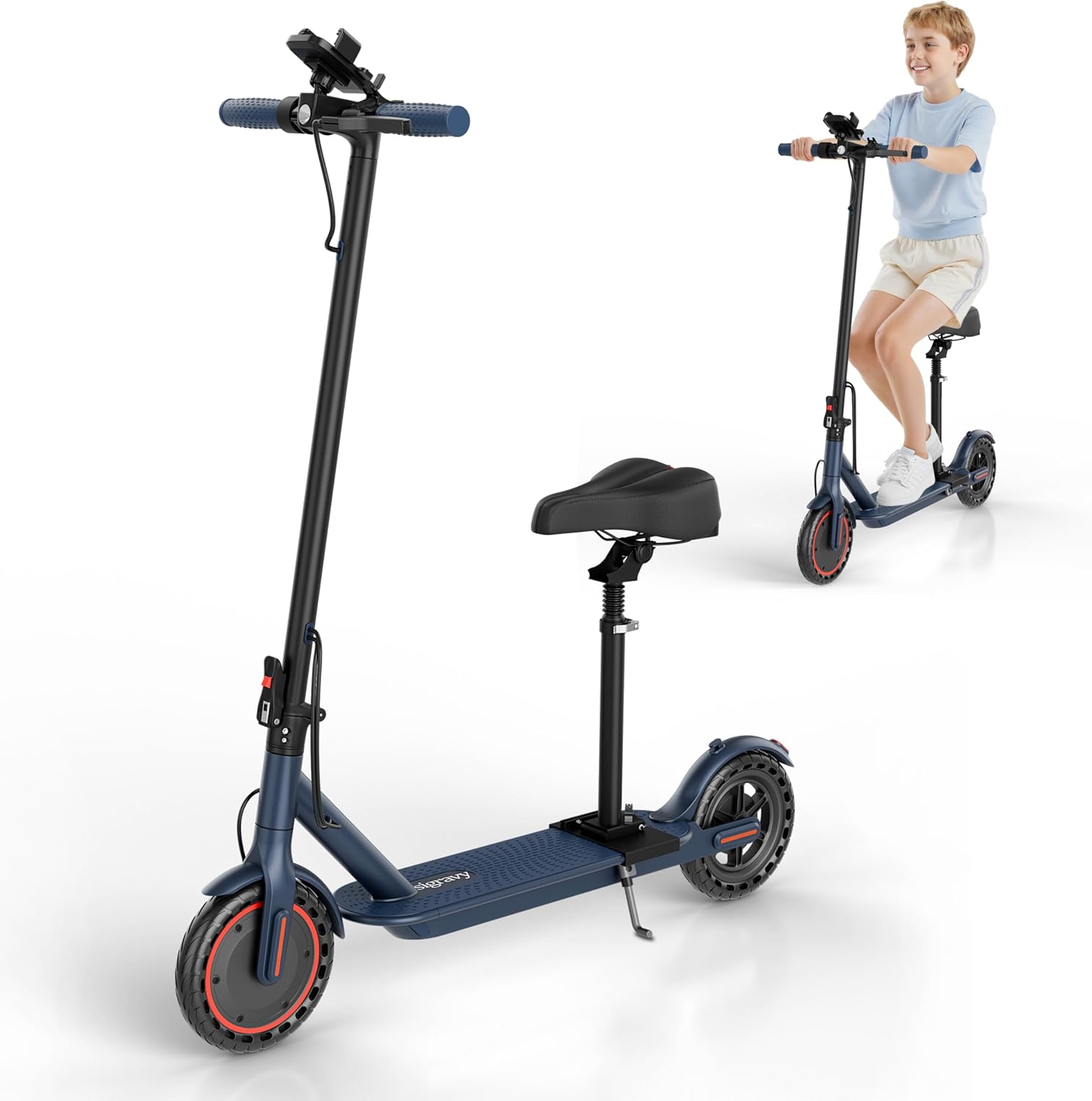 350-Watt, BLUE with SEAT, Electric Scooter for Adults-Teens, 21 Mile Range, 19 MPH by SIGRAVY  ...  Trackable Cuba Home Delivery Included.
