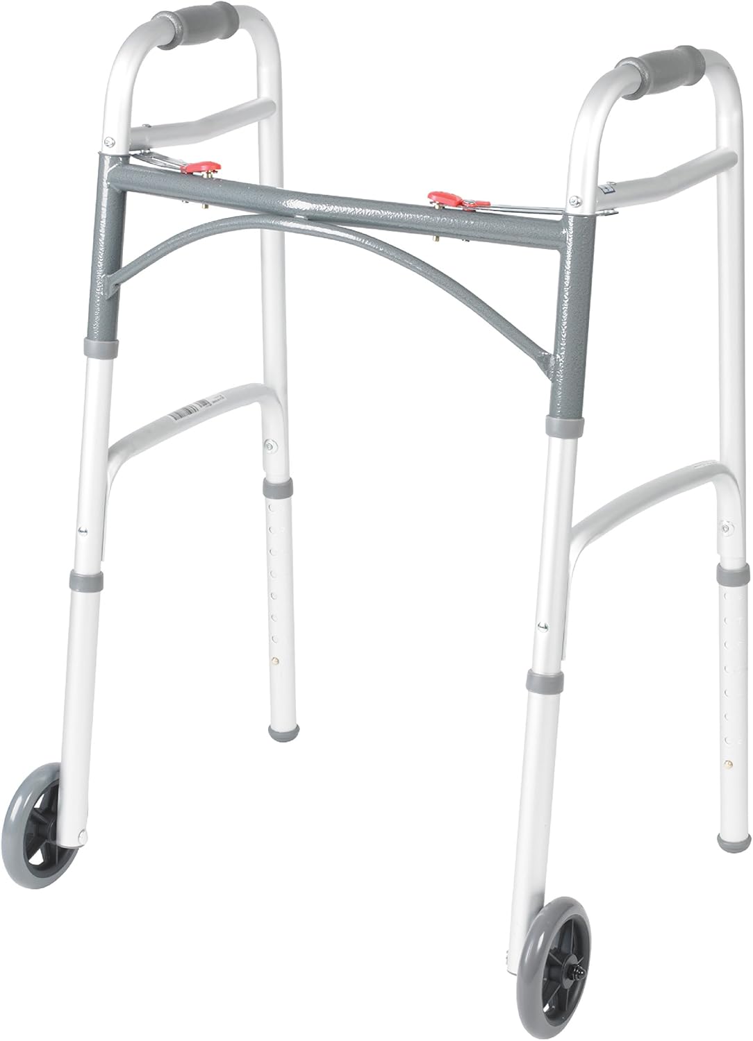 Drive Medical 2-Button Folding Walker with Front Wheels, Lightweight for Seniors Up To 350 Pounds, Adjustable Height ... Trackable Cuba Home Delivery Included.