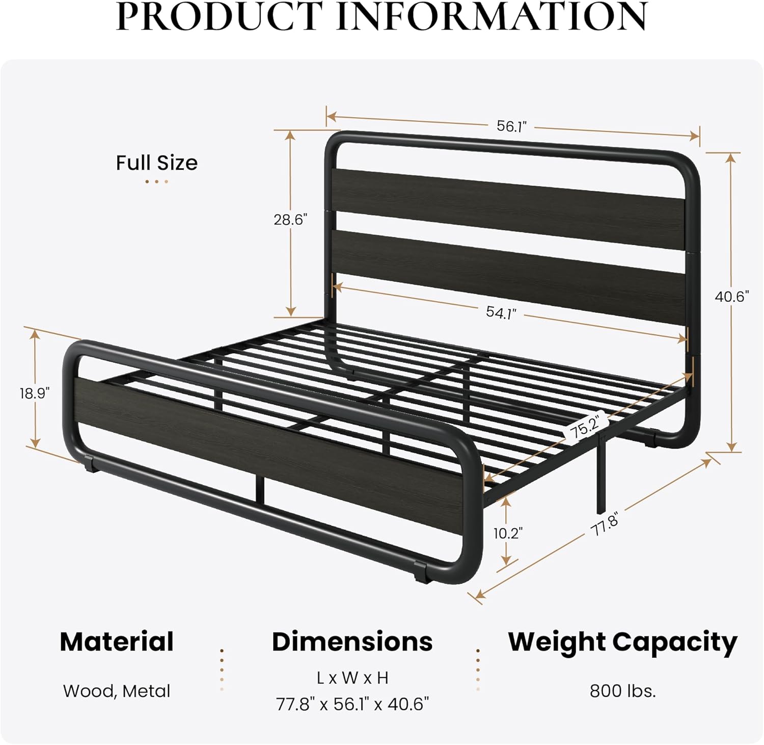BLACK Oval-Shaped FULL SIZE Metal Platform Bed Frame with Wooden Headboard and Footboard ...... Trackable Cuba Home Delivery Included