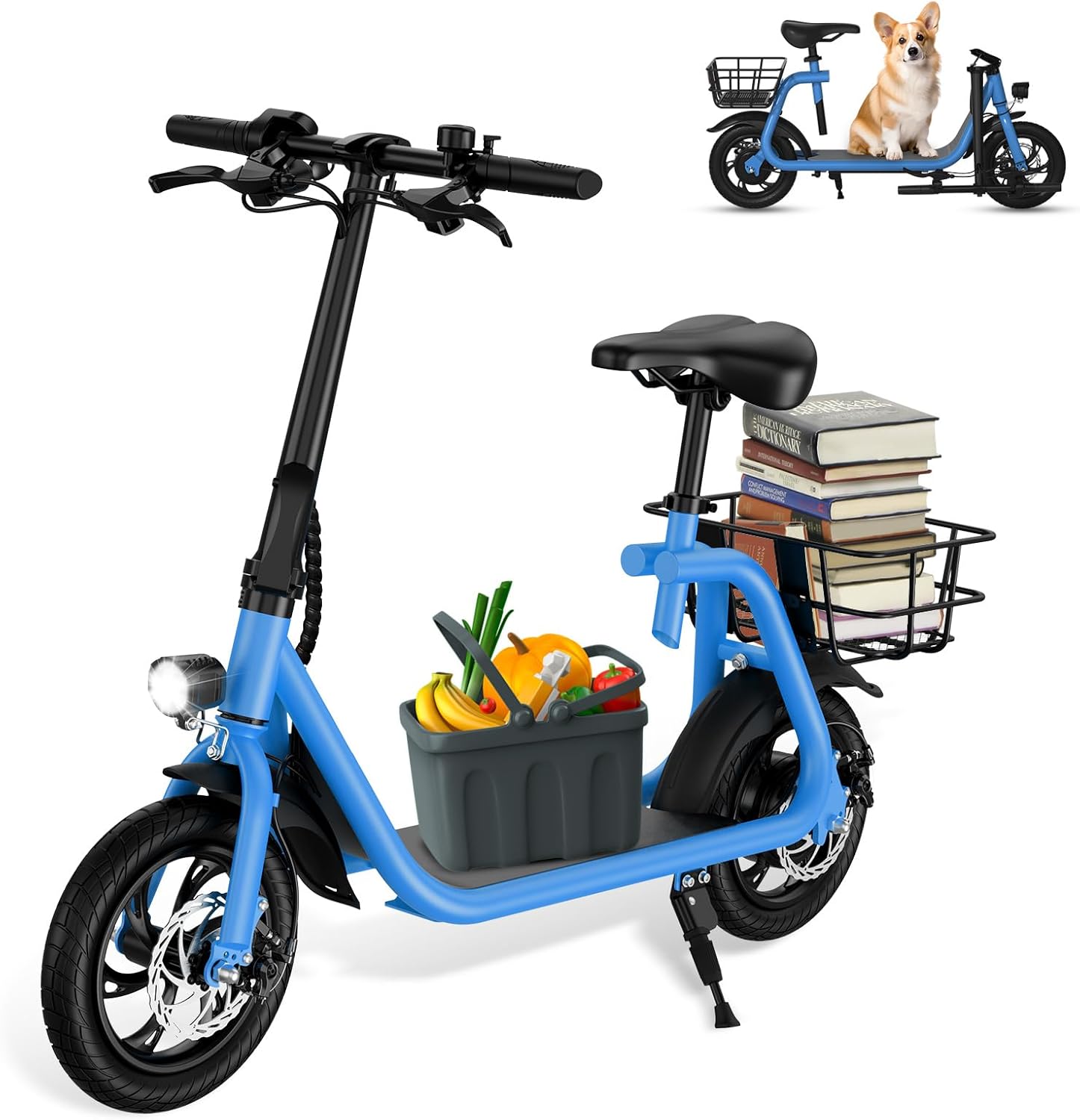 450-W. METALLIC BLUE Sehomy Electric Scooter with Seat and Basket, 25 Miles Range, 22MPH ... Trackable Cuba Home Delivery Included.