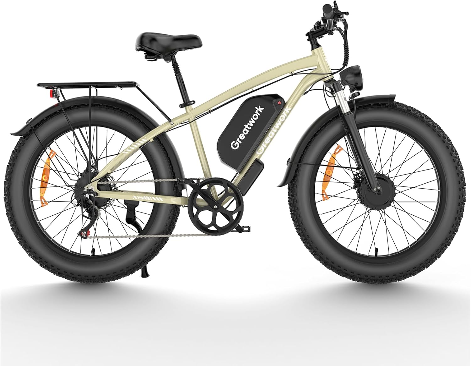 4000 W. BEIGE Dual Motor GREATWORK Electric Bike 40/45MPH,100 Miles Range, 26" x 4.0 Fat Tire, 7-Speed ... Trackable Cuba Home Delivery Included.