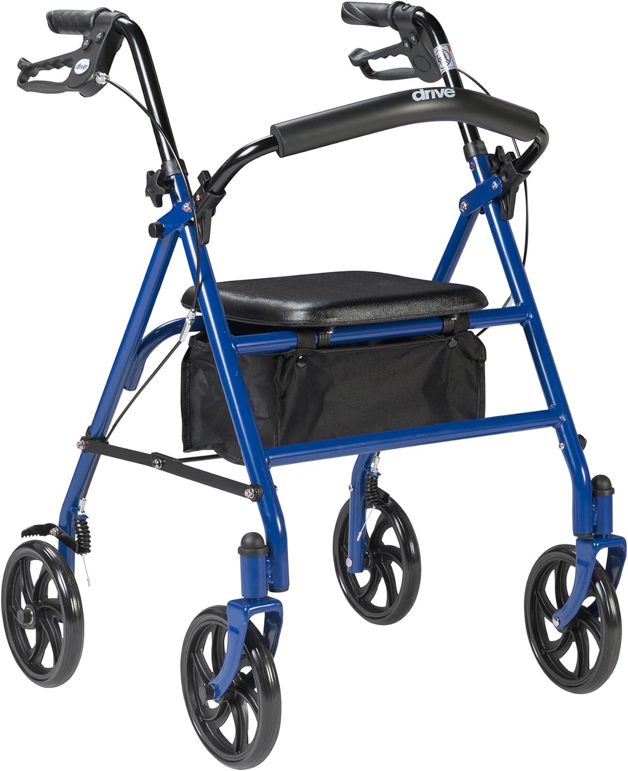 BLUE - DriveMedical 4 Wheel Steel Rolling Walker with Seat, Adjustable, 7.5" Wheels, 300 lb. Capacity ... Trackable Cuba Home Delivery Included.