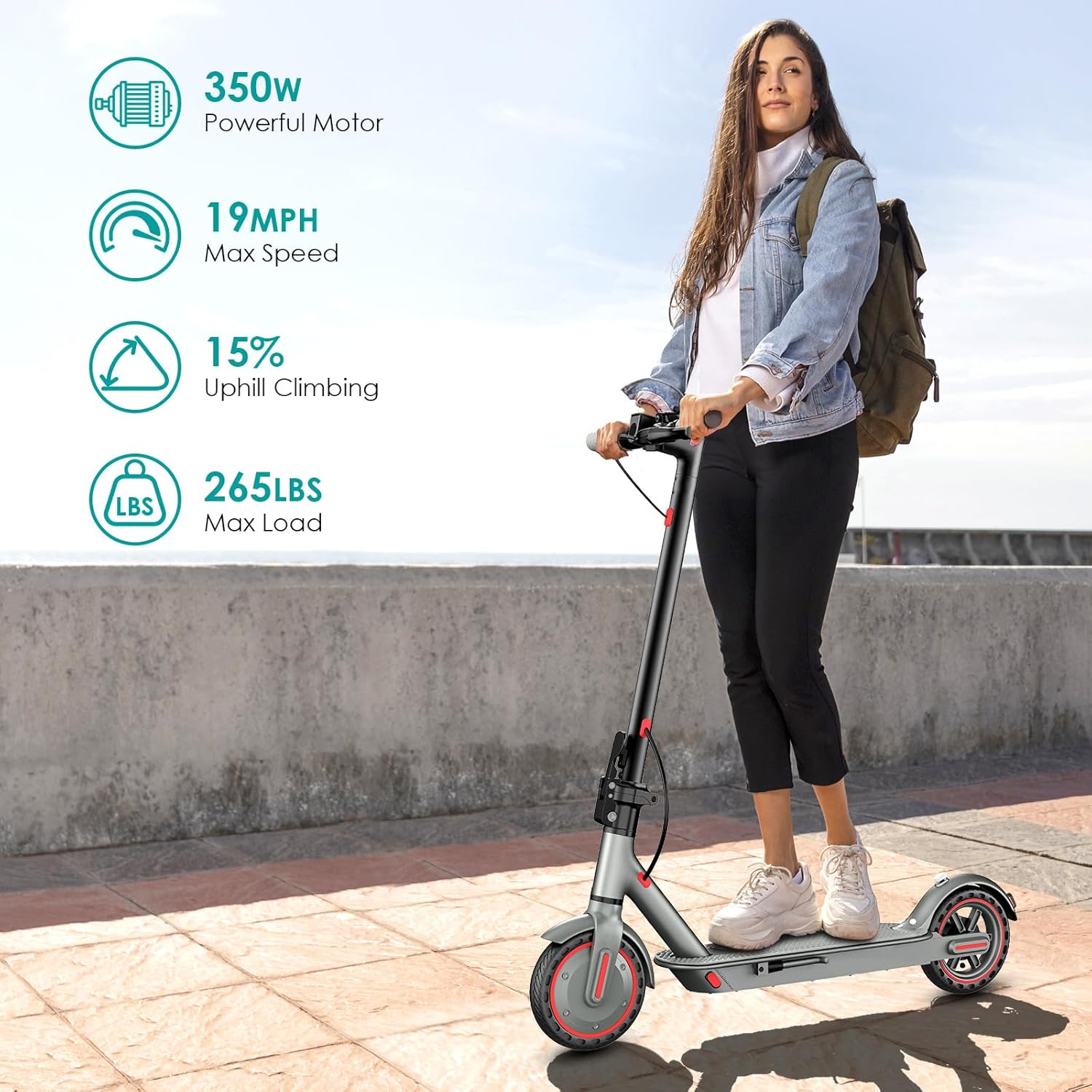 350-Watt, RED COCOMILA Electric Scooter for Adults-Teens, 18/28 Mile Range, 19/25 MPH  ...  Trackable Cuba Home Delivery Included.