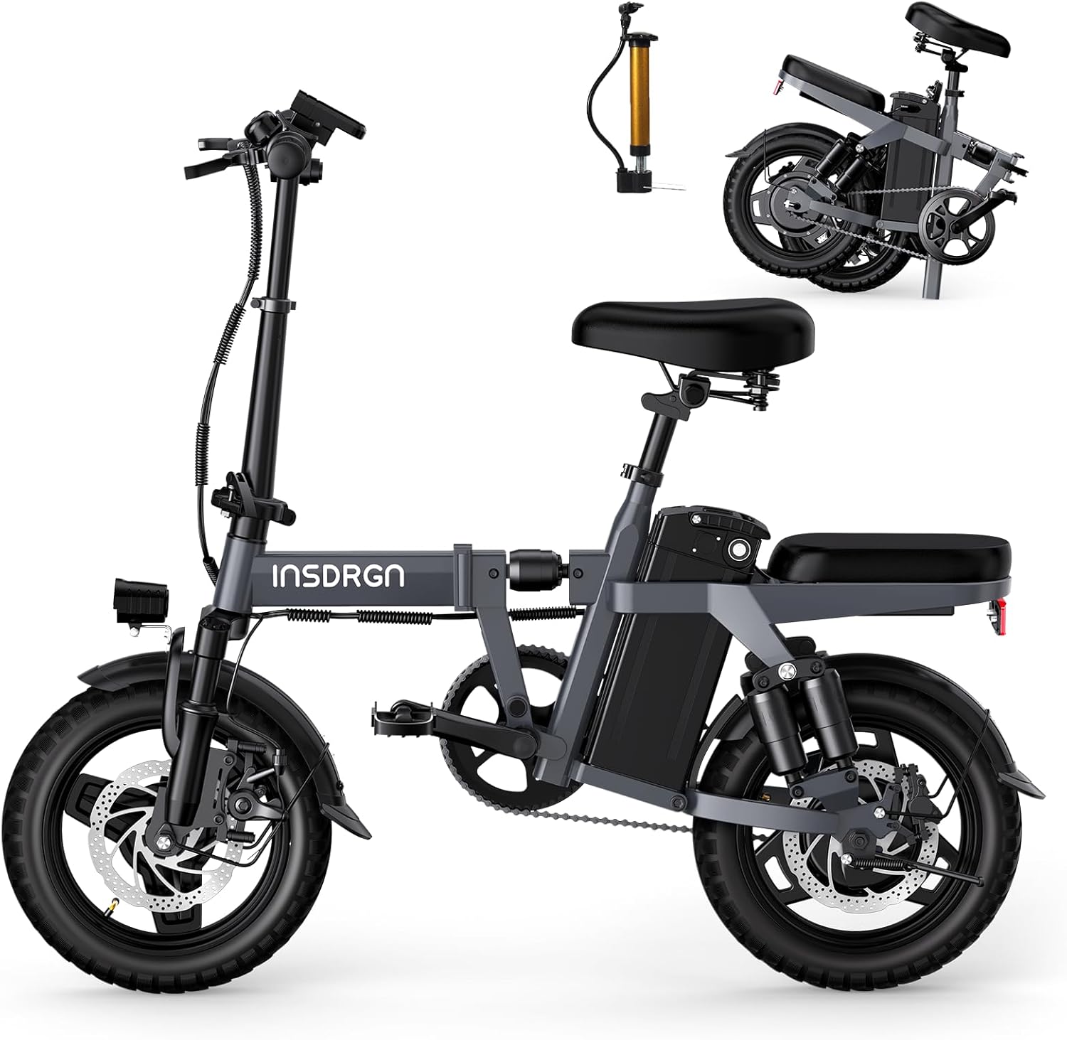 500-Watt GRAY Electric Bike with Pedal Assist, 9 Shock Absorbers, Removable Battery - UL2849 ... Trackable Cuba Home Delivery Included.
