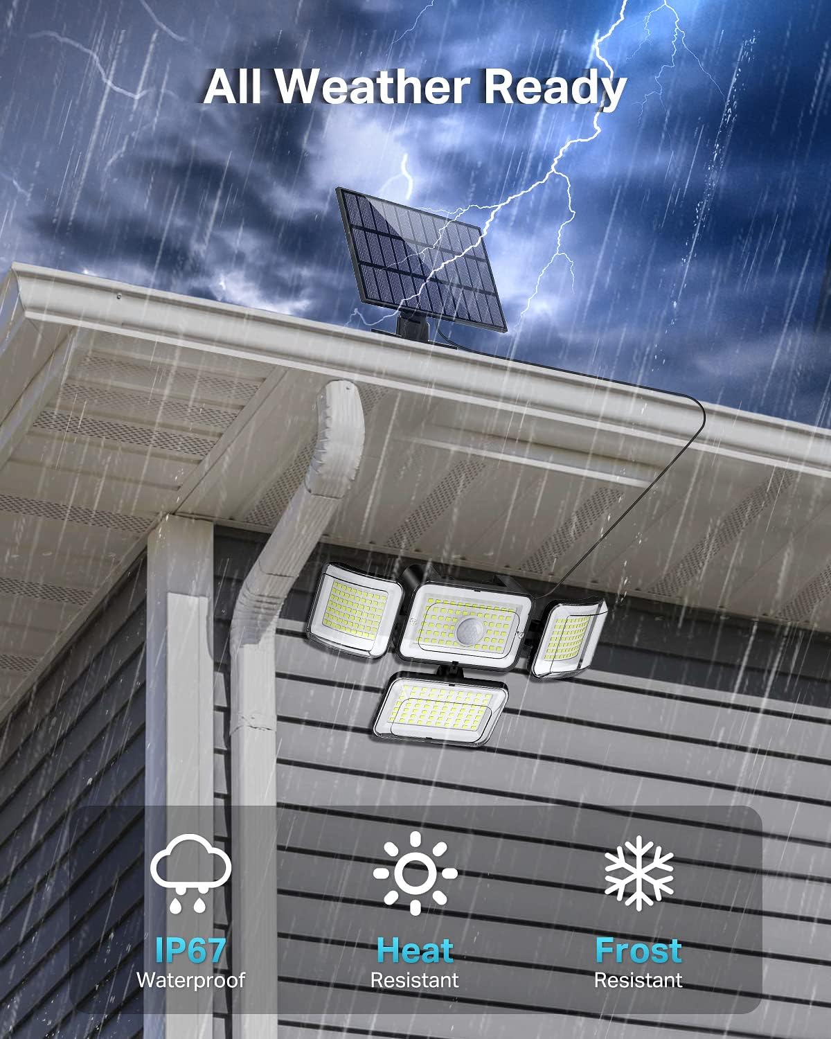 10-PACK, CLAONER Solar Outdoor Lights Motion Sensor 288 LED Remote Control Waterproof 4 Heads 16ft Cable 4 Modes Wall Lights ... Trackable Cuba Home Delivery Included.