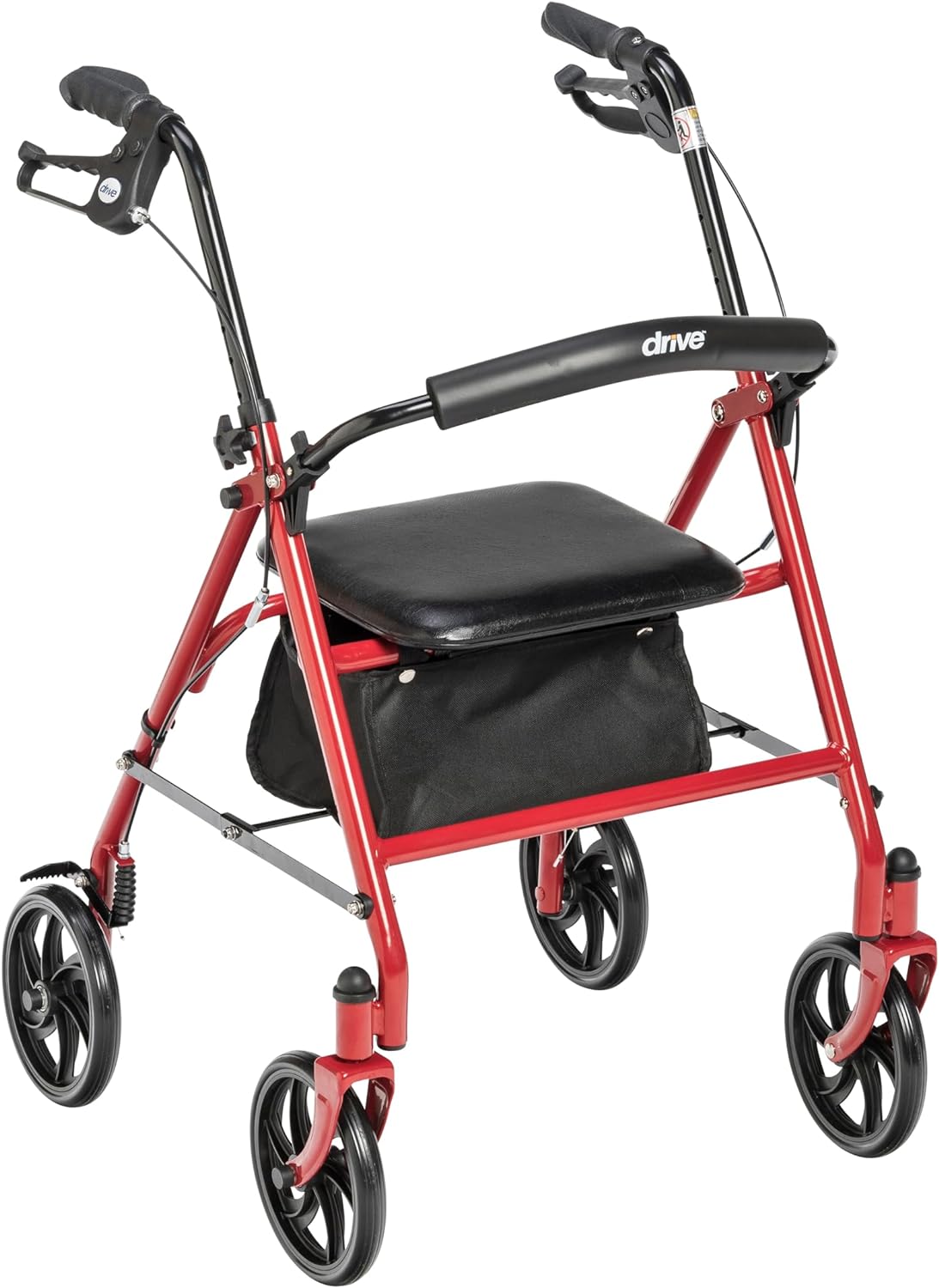 RED - DriveMedical 4 Wheel Steel Rolling Walker with Seat, Adjustable, 7.5" Wheels, 300 lb. Capacity ... Trackable Cuba Home Delivery Included.