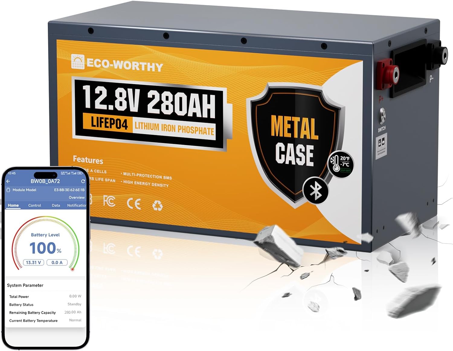 280Ah, 12 Volt, Lithium Battery with Bluetooth, ECO-WORTHY ... Trackable Cuba Home Delivery Include.