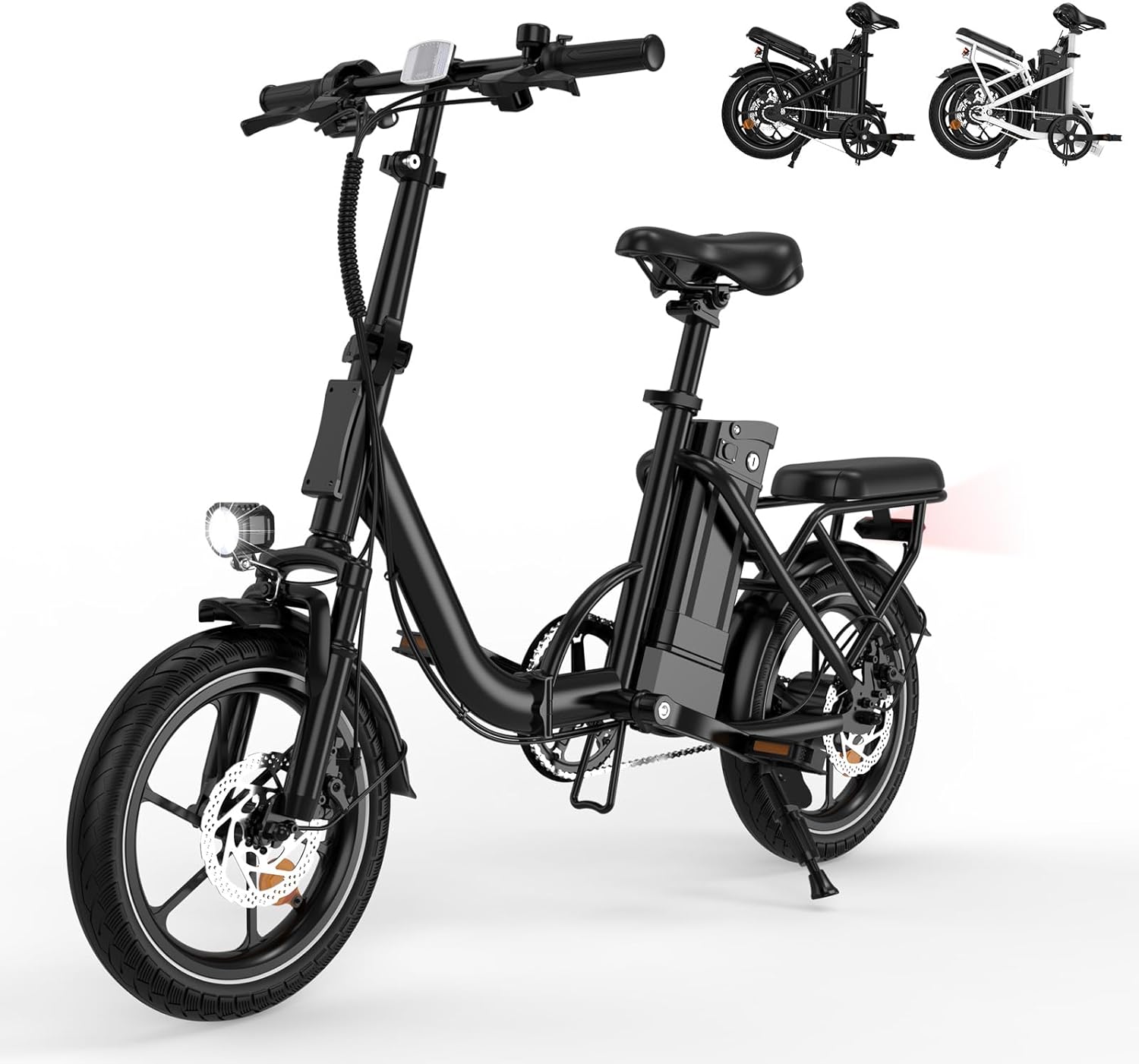 350-Watt BLACK Step-Through Sehomy 2-Seat Electric Folding Bike, 35 Mile Range, 25 MPH, 16" Tires. Removable Battery ... Trackable Cuba Home Delivery Included.