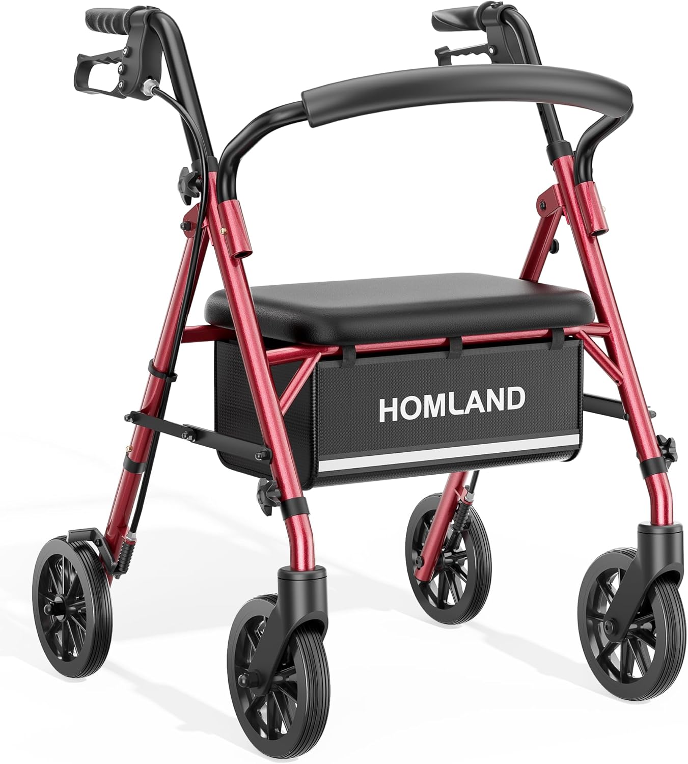 RED - HOMLAND Rolling Walker with Seat, 6-inch Wheels, Supports 300 lbs. ... Trackable Cuba Home Delivery Included.