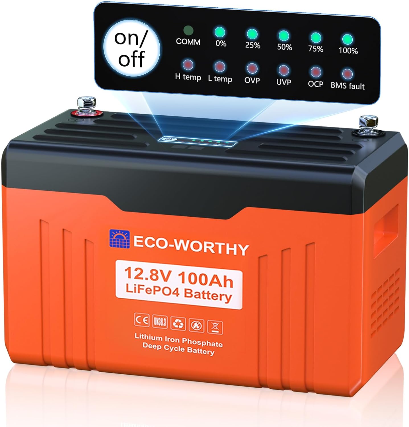 100Ah, 12 Volt, Lithium Battery with SOC Display & Bluetooth, ECO-WORTHY ... Trackable Cuba Home Delivery Include.