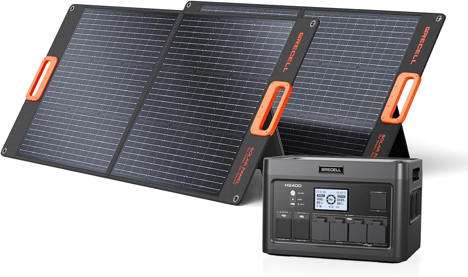 2,400-Watt Power Station with (2) 100-Watt Solar Panels by GRECELL... Trackable Cuba Home Delivery Included.