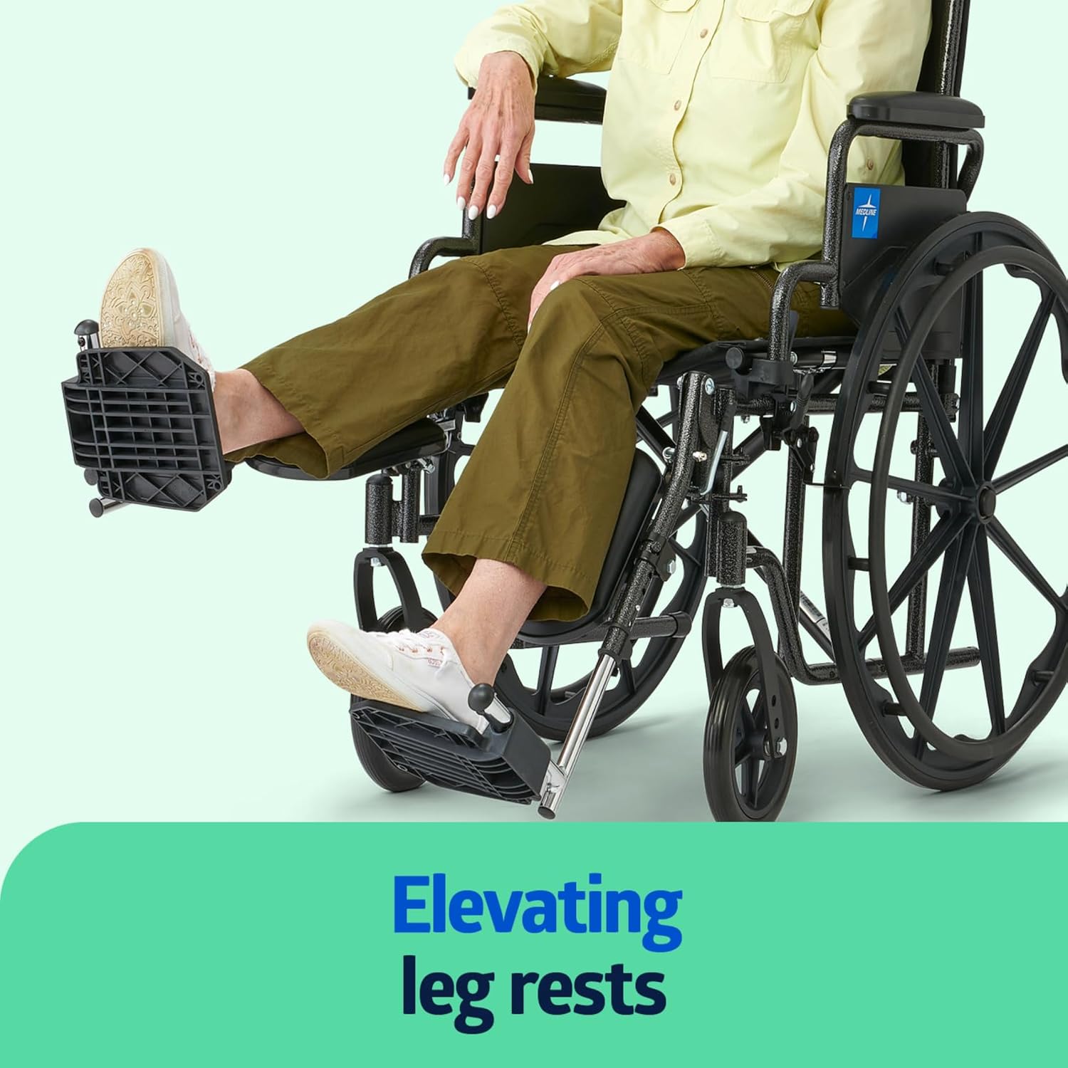 Medline Elevated Footrests Folding Wheelchair, Swing-Back Arms, Swing-Away Footrests, 20”W x 16”D Seat ... Trackable Cuba Home Delivery Included.