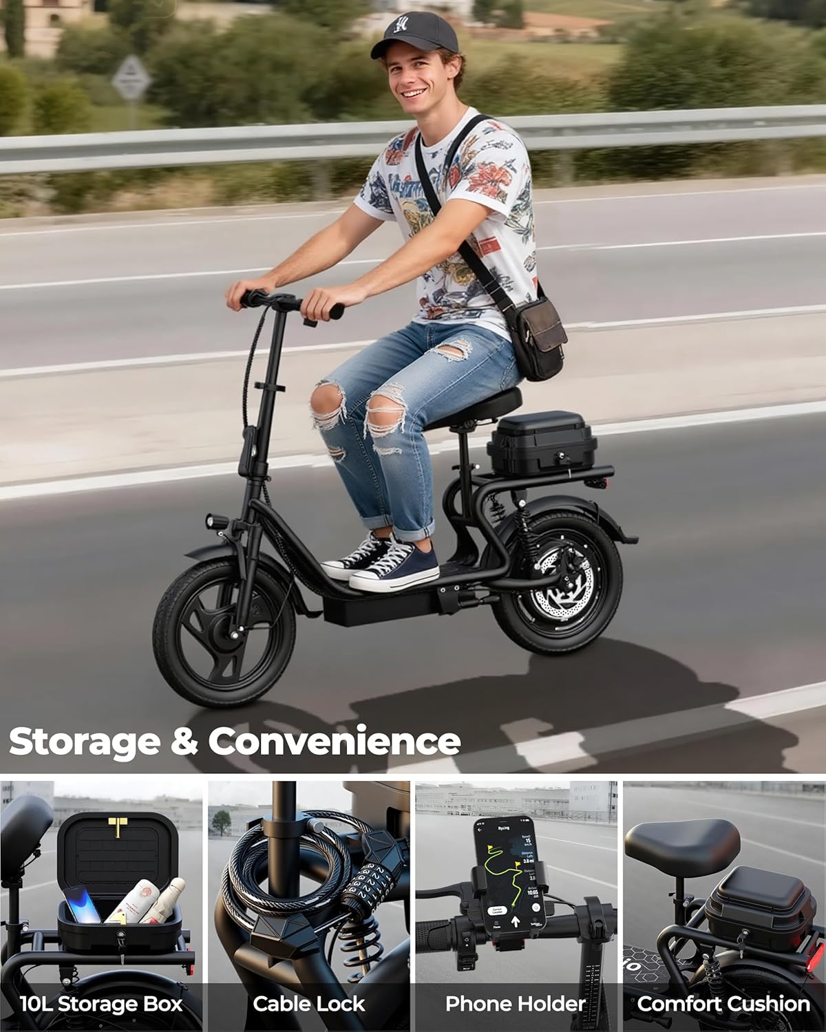 500-Watt with Seat & Wrack, RIUIIO Electric Scooter for Adults-Teens, 21/27 Mile Range, 19-22 MPH  ...  Trackable Cuba Home Delivery Included.