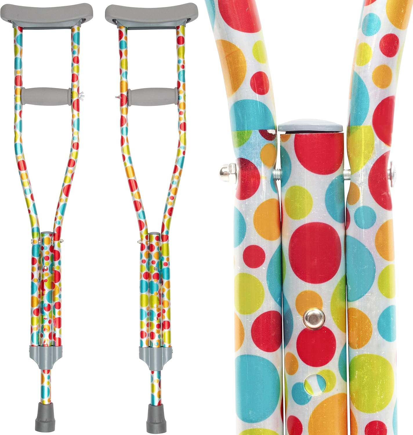POLKA DOTS - Fashion Designed Crutches for Kids & Teens, Adjustable Handgrip & Length, Lightweight, Durable, Padding ... Trackable Cuba Home Delivery Included.