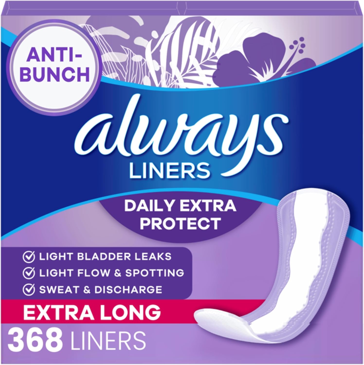 368 Count, Always Daily Extra Protect Panty Liners, Extra-Long Length, 336 Hygiene Wipes, 6 bottles of Hand Sanitizer ... Trackable Cuba Home Delivery Included.