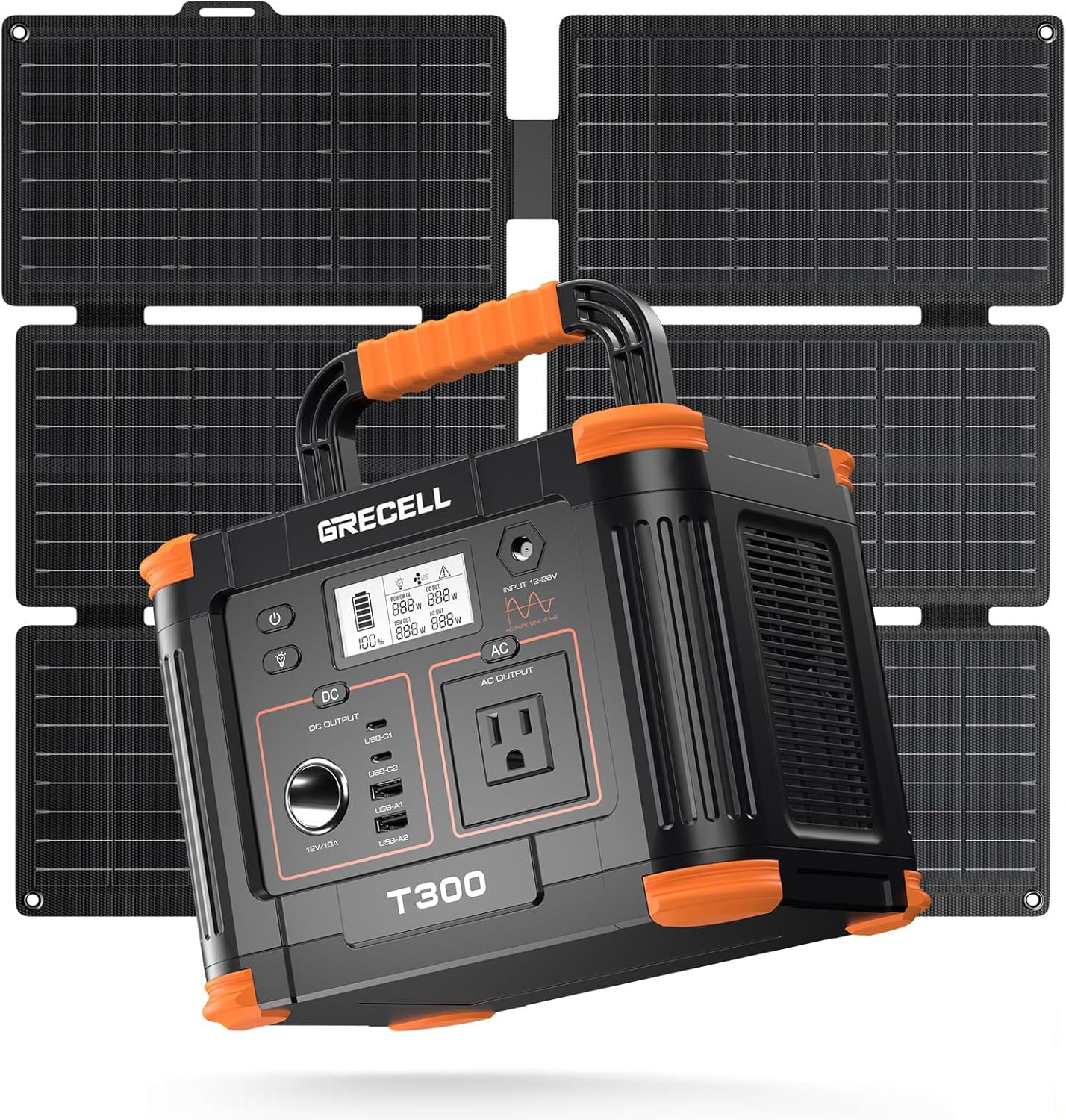 300/330-Watt Power Station with 40-Watt Solar Panel by GRECELL... Trackable Cuba Home Delivery Included.