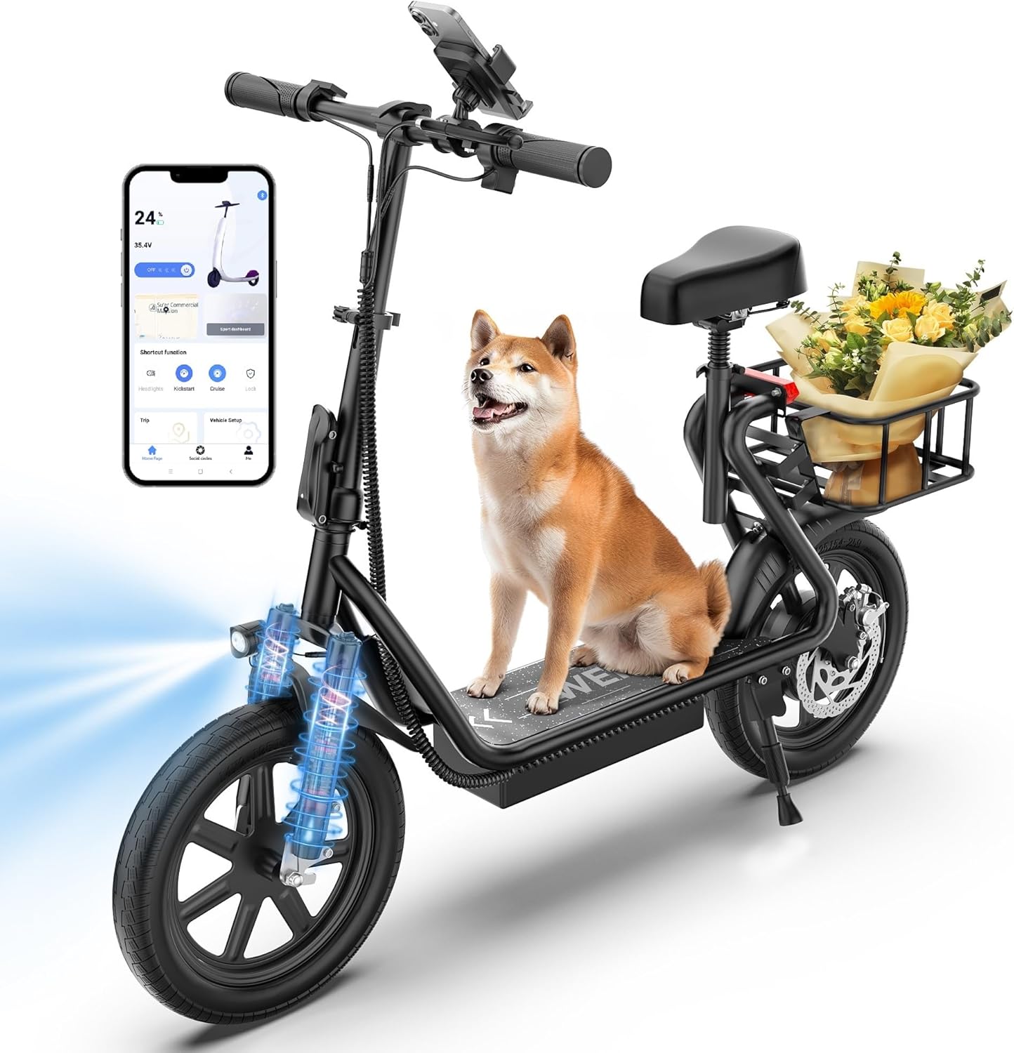 500-Watt with Seat & Basket, WERHY Electric Scooter for Adults-Teens, 18/25 Mile Range, 20 MPH  ...  Trackable Cuba Home Delivery Included.