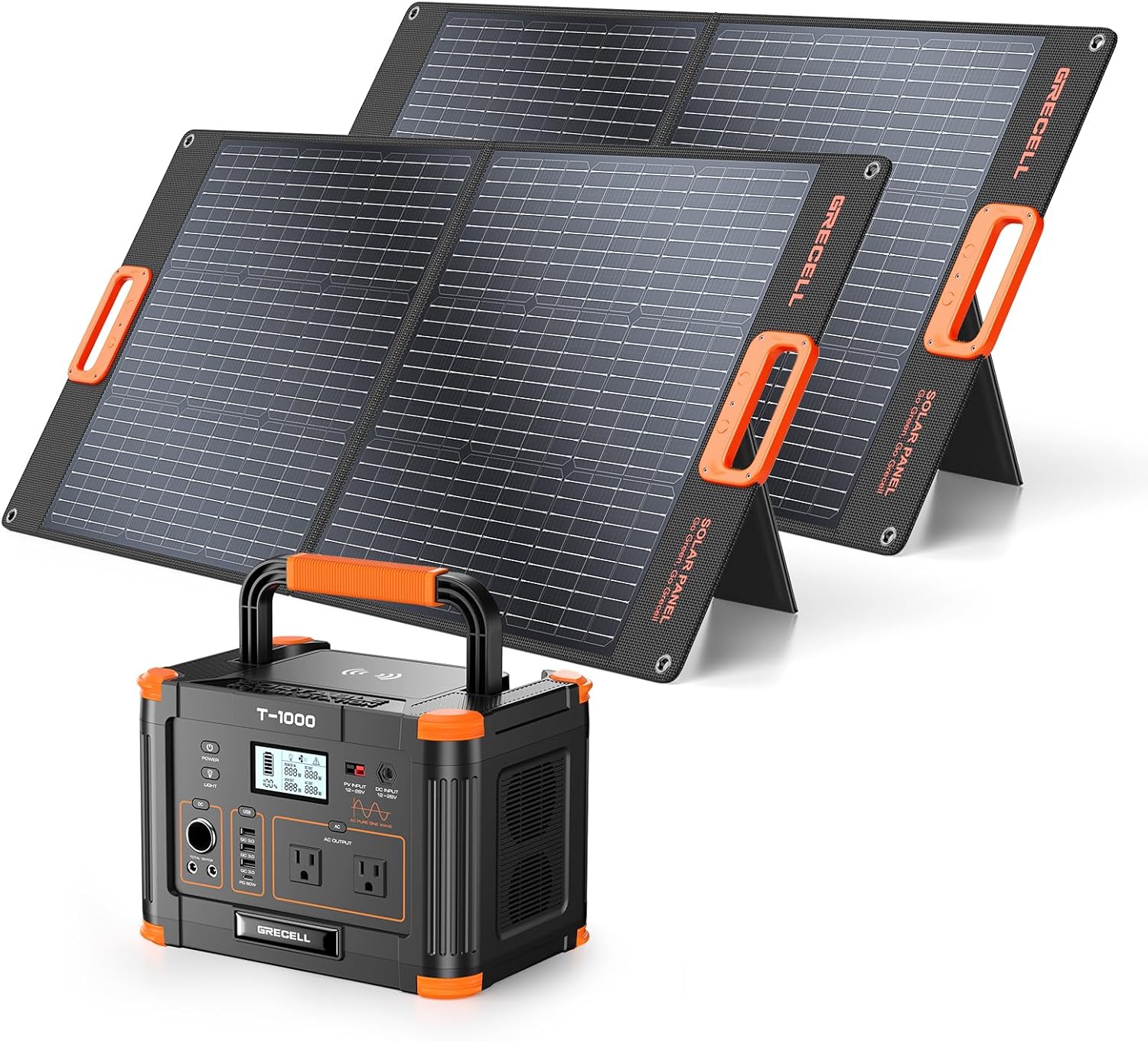 1,000-Watt Power Station with (2) 100-Watt Solar Panels by GRECELL... Trackable Cuba Home Delivery Included.