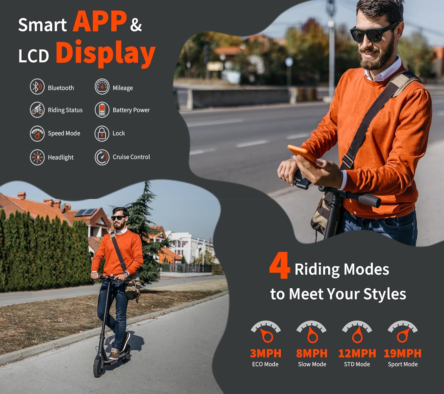 350-Watt, GRAY-ORANGE Electric Scooter for Adults-Teens, 21 Mile Range, 19 MPH by SIGRAVY  ...  Trackable Cuba Home Delivery Included.
