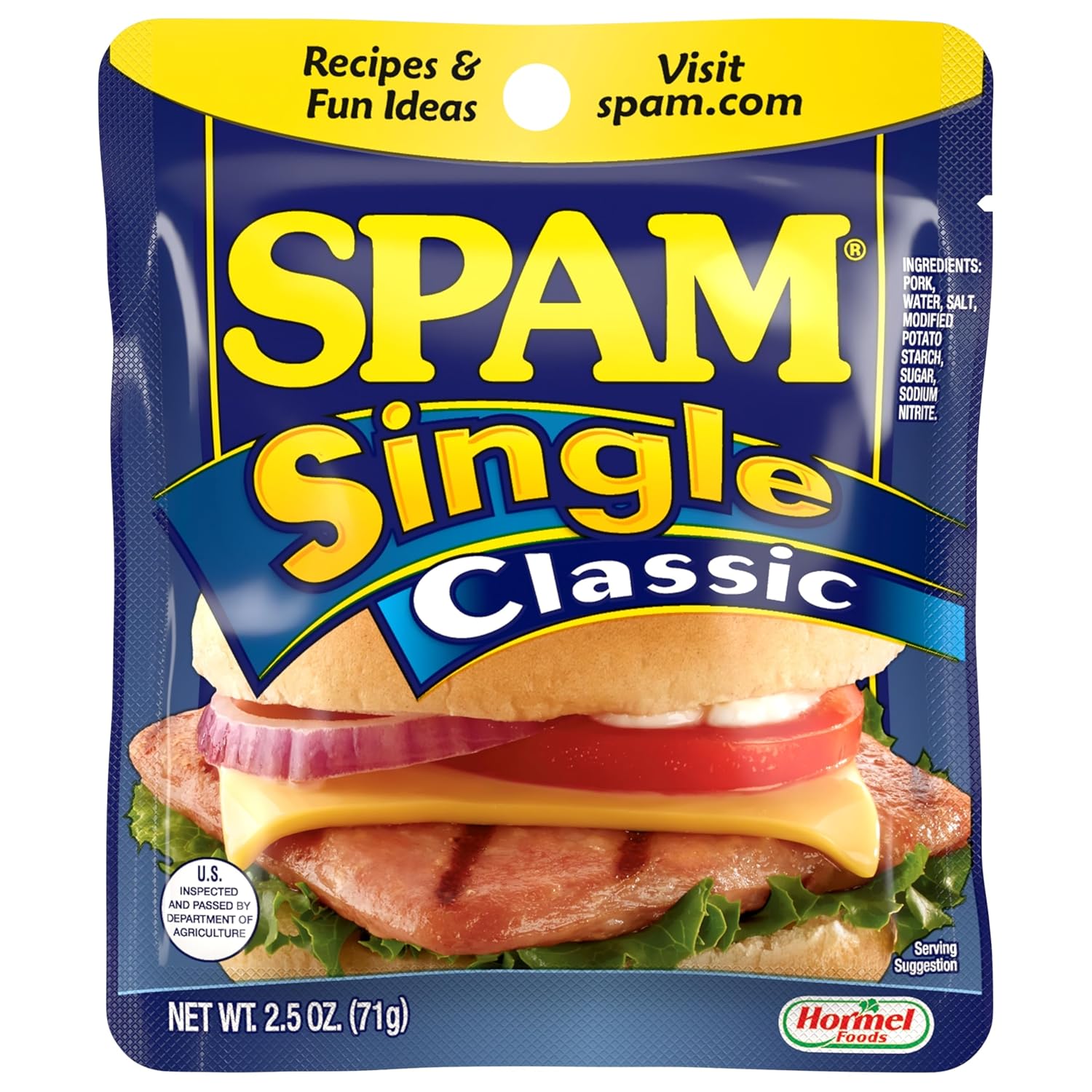 (72 Pouches) SPAM Single Classic, 2.5 oz. Pouches, Crackers ... Cuba Home Delivery Included, Trackable.
