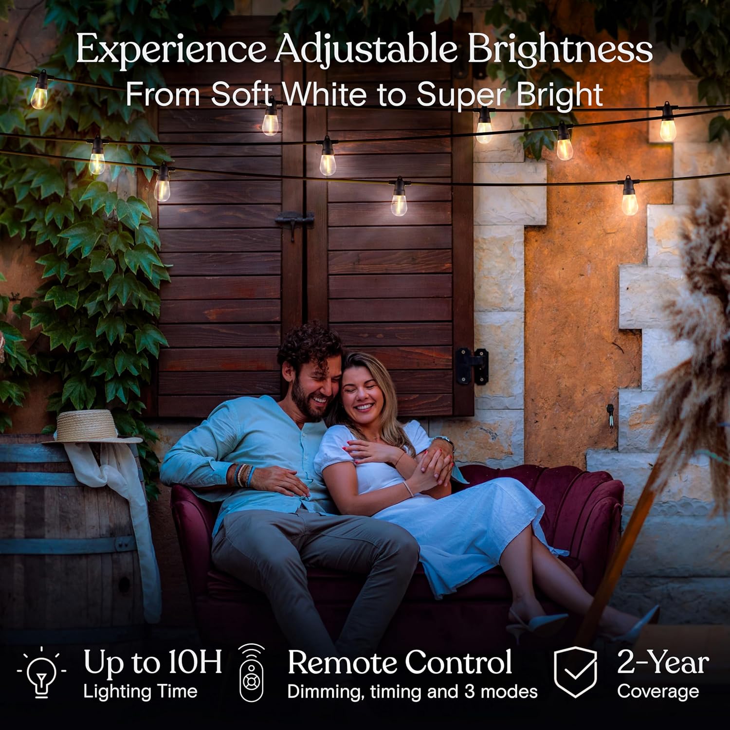1-PACK, 15 (4W) LED Bulbs 48 Ft. Pro Solar Powered Outdoor String Lights, Shatterproof, Waterproof ... Cuba Home Delivery Included, Trackable.