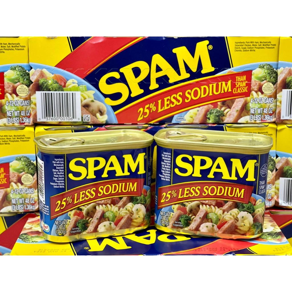 (Pack of 24 cans) Spam Less Sodium, 12 Ounce Can, Crackers ... Cuba Home Delivery Included, Trackable.
